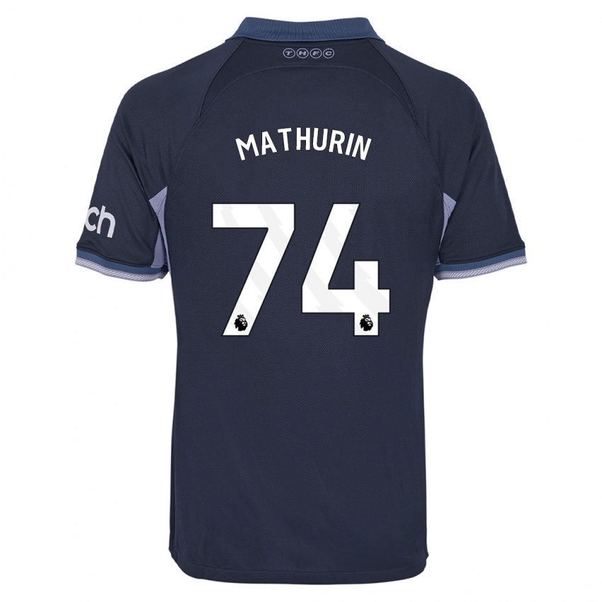 Enfant Maillot Roshaun Mathurin #74 Bleu Foncé Tenues Extérieur 2023/24 T-Shirt Suisse