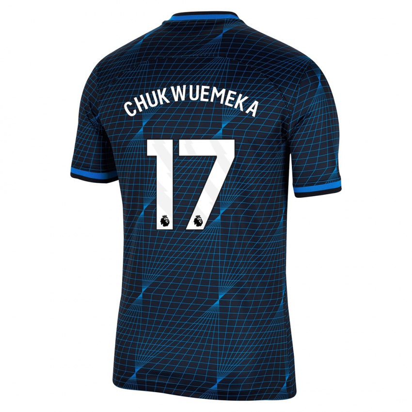 Enfant Maillot Carney Chukwuemeka #17 Bleu Foncé Tenues Extérieur 2023/24 T-Shirt Suisse