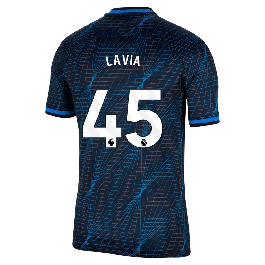 Enfant Maillot Romeo Lavia #45 Bleu Foncé Tenues Extérieur 2023/24 T-Shirt Suisse