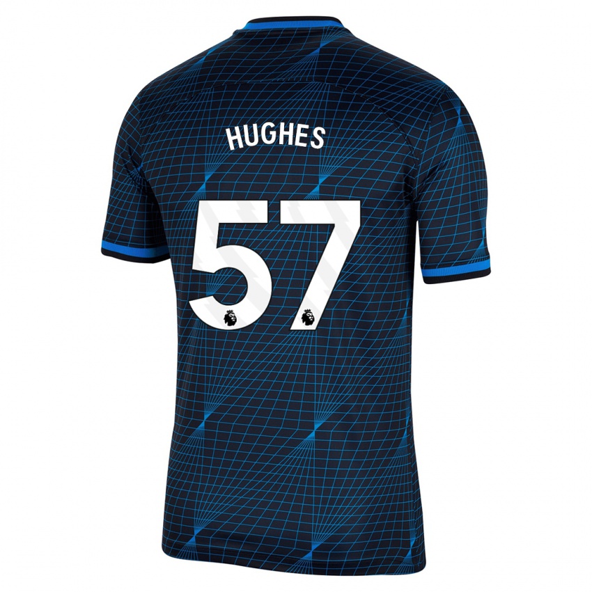 Enfant Maillot Brodi Hughes #57 Bleu Foncé Tenues Extérieur 2023/24 T-Shirt Suisse
