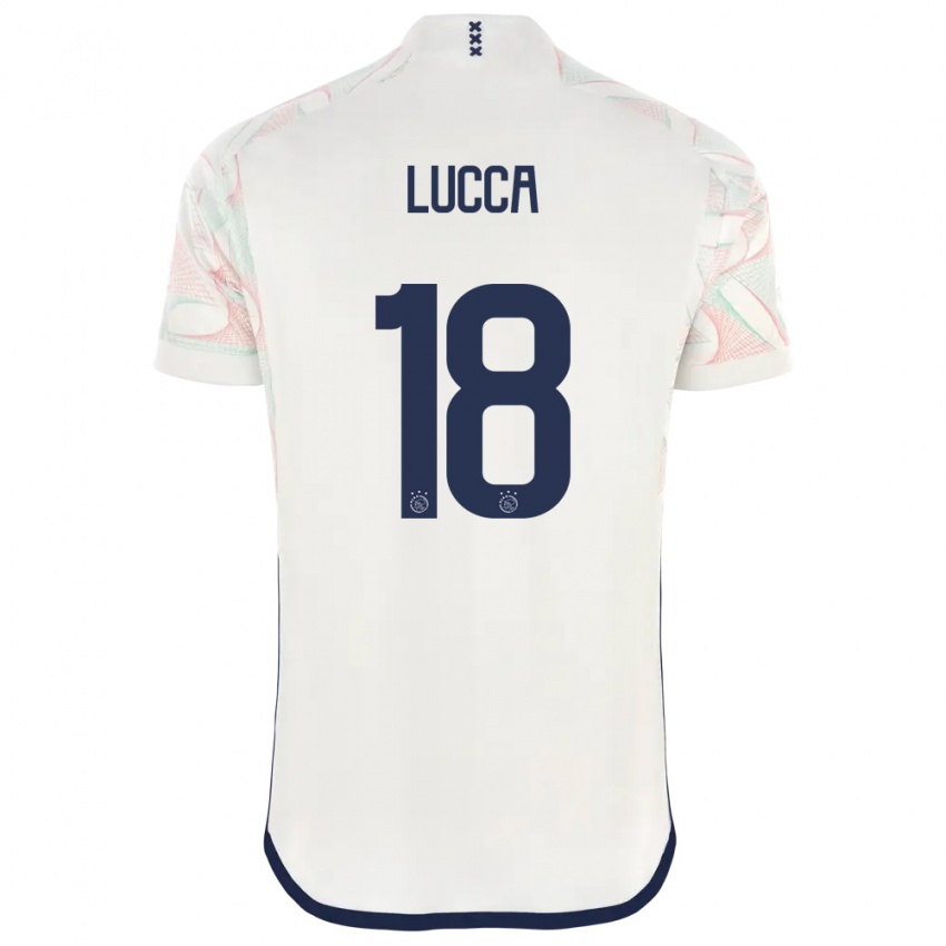 Enfant Maillot Lorenzo Lucca #18 Blanc Tenues Extérieur 2023/24 T-Shirt Suisse