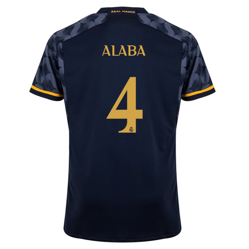 Enfant Maillot David Alaba #4 Bleu Foncé Tenues Extérieur 2023/24 T-Shirt Suisse