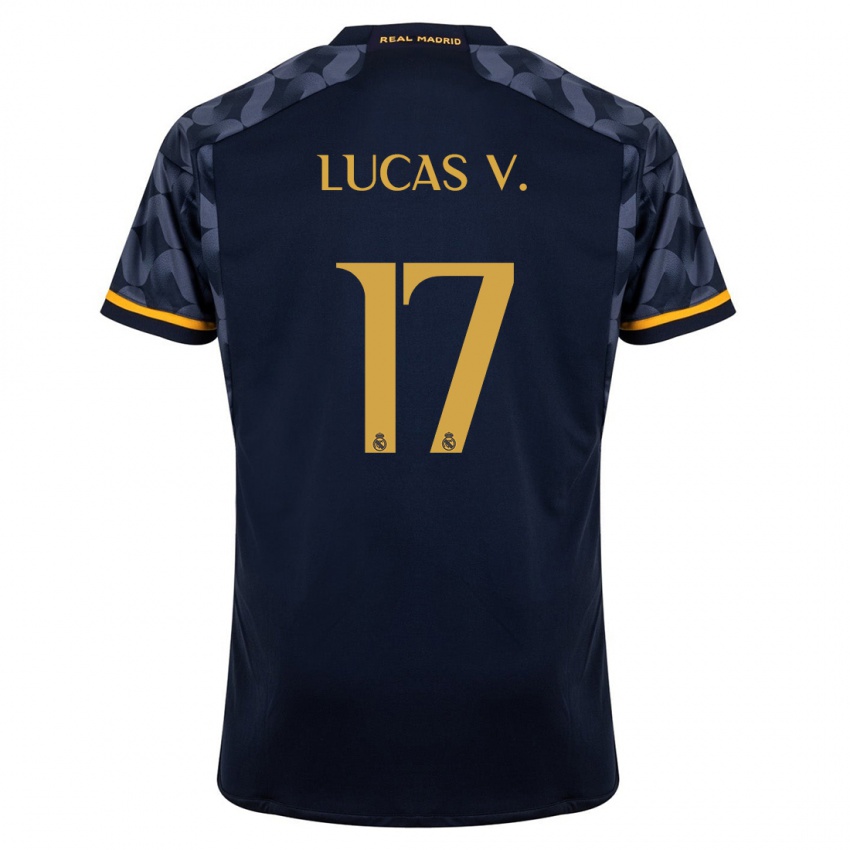 Enfant Maillot Lucas Vazquez #17 Bleu Foncé Tenues Extérieur 2023/24 T-Shirt Suisse