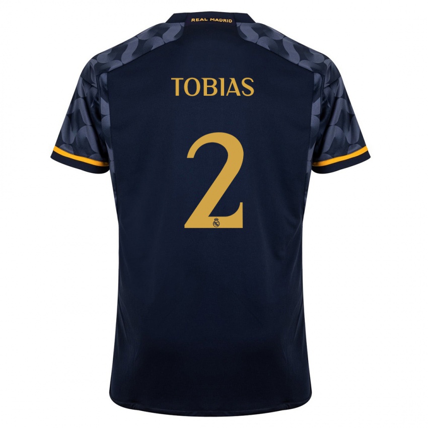 Enfant Maillot Vinícius Tobias #2 Bleu Foncé Tenues Extérieur 2023/24 T-Shirt Suisse