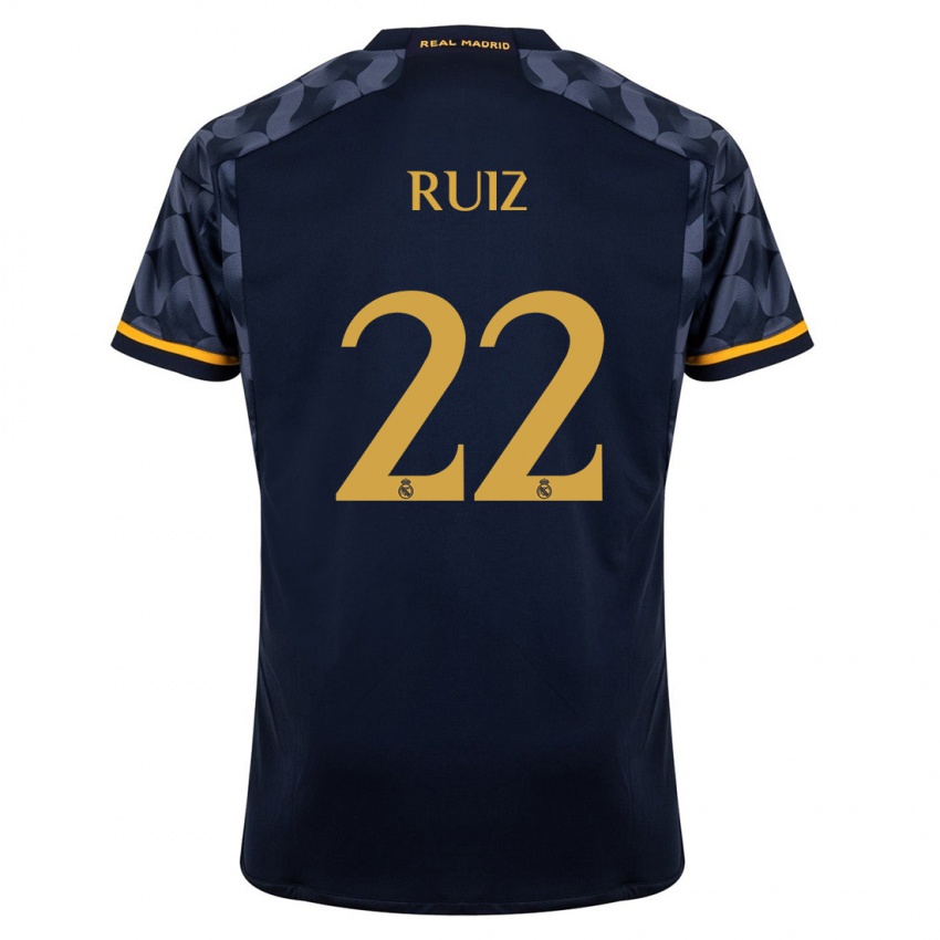 Enfant Maillot Ferran Ruiz #22 Bleu Foncé Tenues Extérieur 2023/24 T-Shirt Suisse