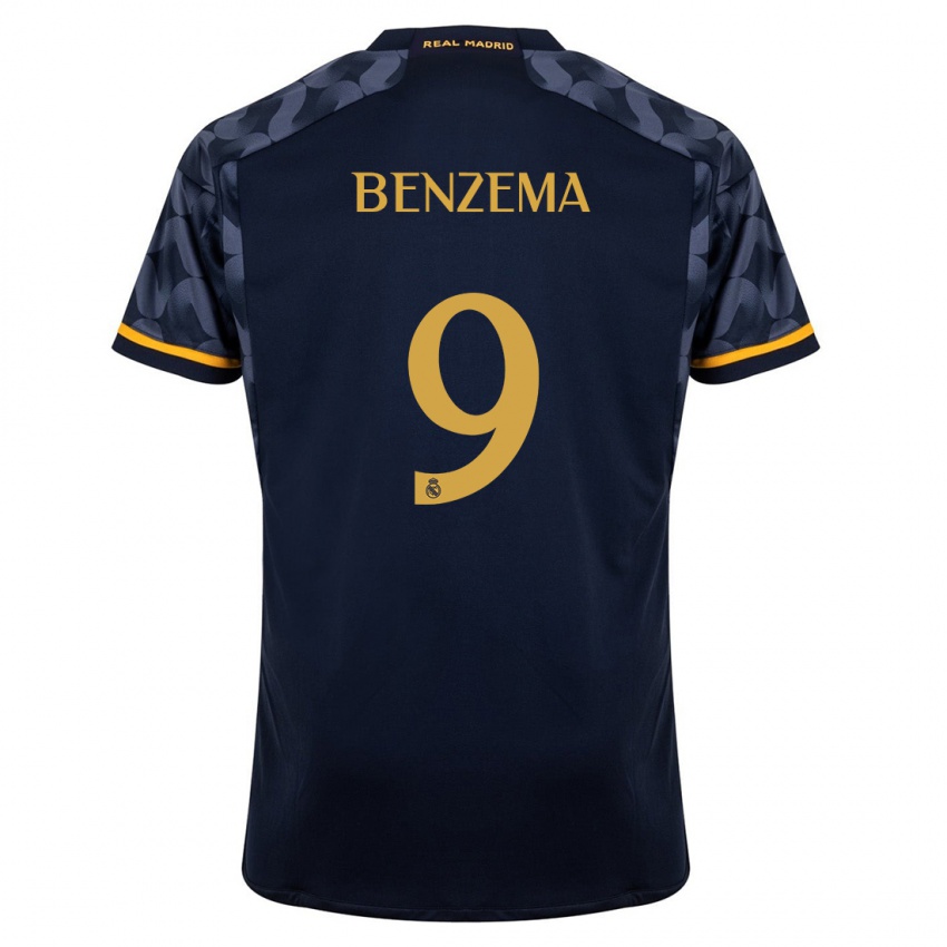 Enfant Maillot Karim Benzema #9 Bleu Foncé Tenues Extérieur 2023/24 T-Shirt Suisse