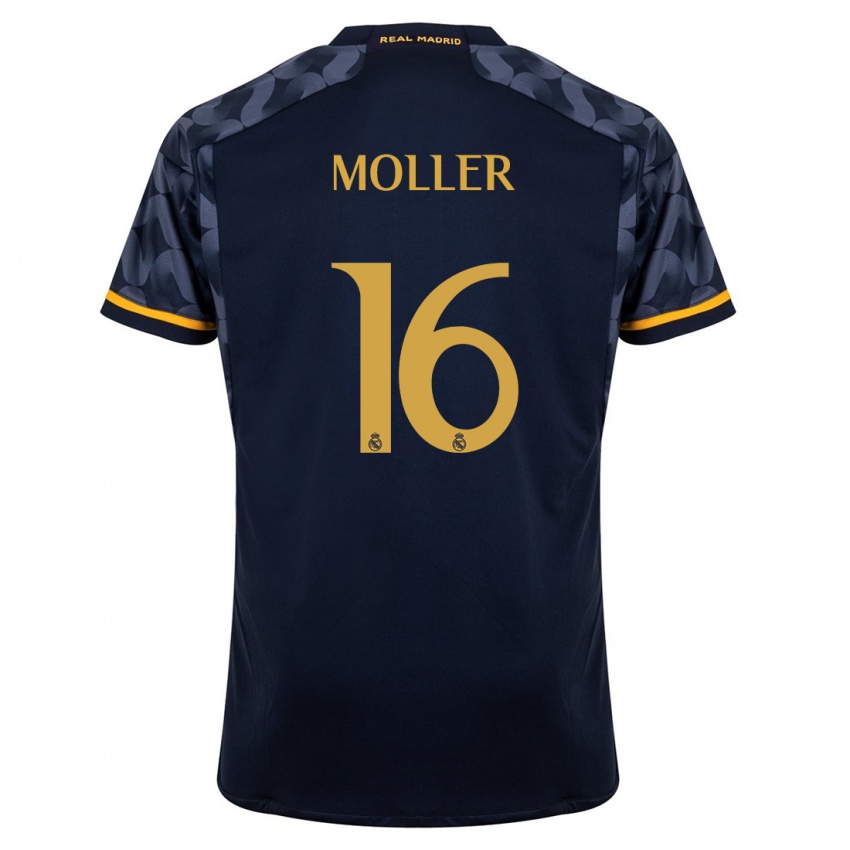 Enfant Maillot Caroline Moller #16 Bleu Foncé Tenues Extérieur 2023/24 T-Shirt Suisse