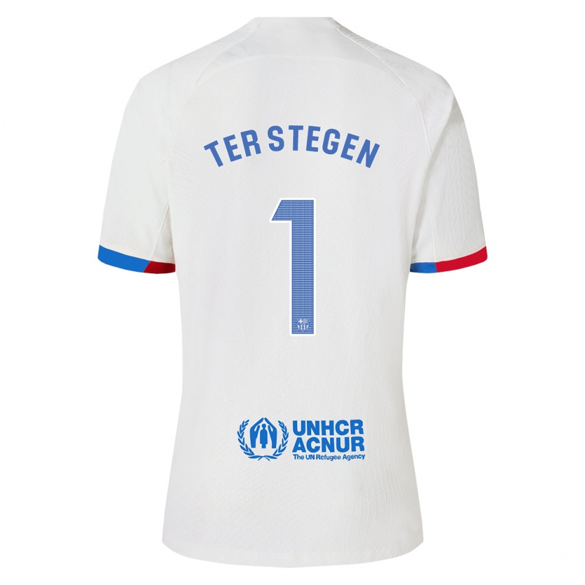 Enfant Maillot Marc-Andre Ter Stegen #1 Blanc Tenues Extérieur 2023/24 T-Shirt Suisse