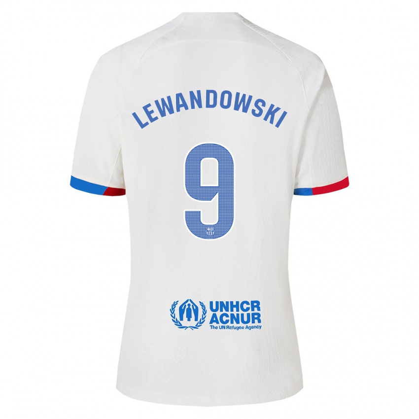 Enfant Maillot Robert Lewandowski #9 Blanc Tenues Extérieur 2023/24 T-Shirt Suisse