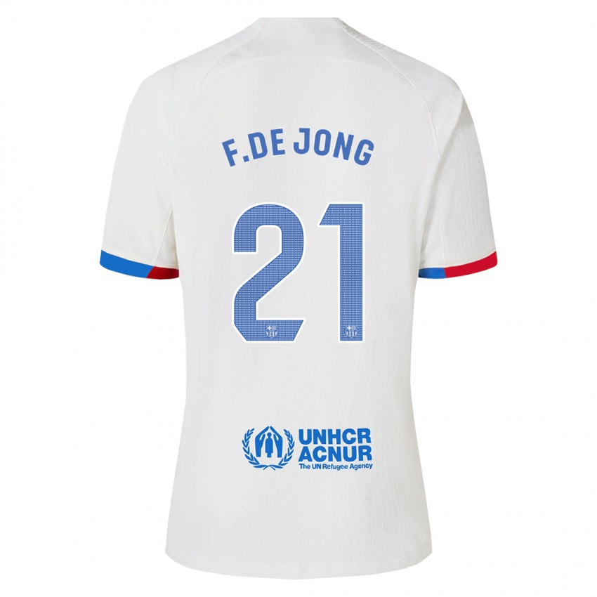 Enfant Maillot Frenkie De Jong #21 Blanc Tenues Extérieur 2023/24 T-Shirt Suisse