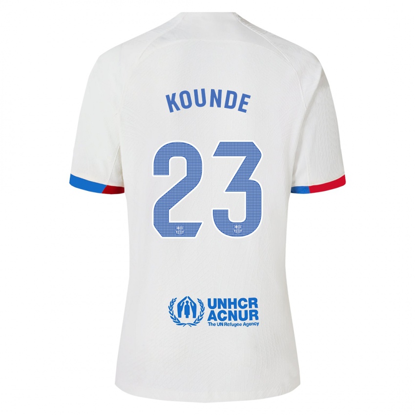Enfant Maillot Jules Koundé #23 Blanc Tenues Extérieur 2023/24 T-Shirt Suisse