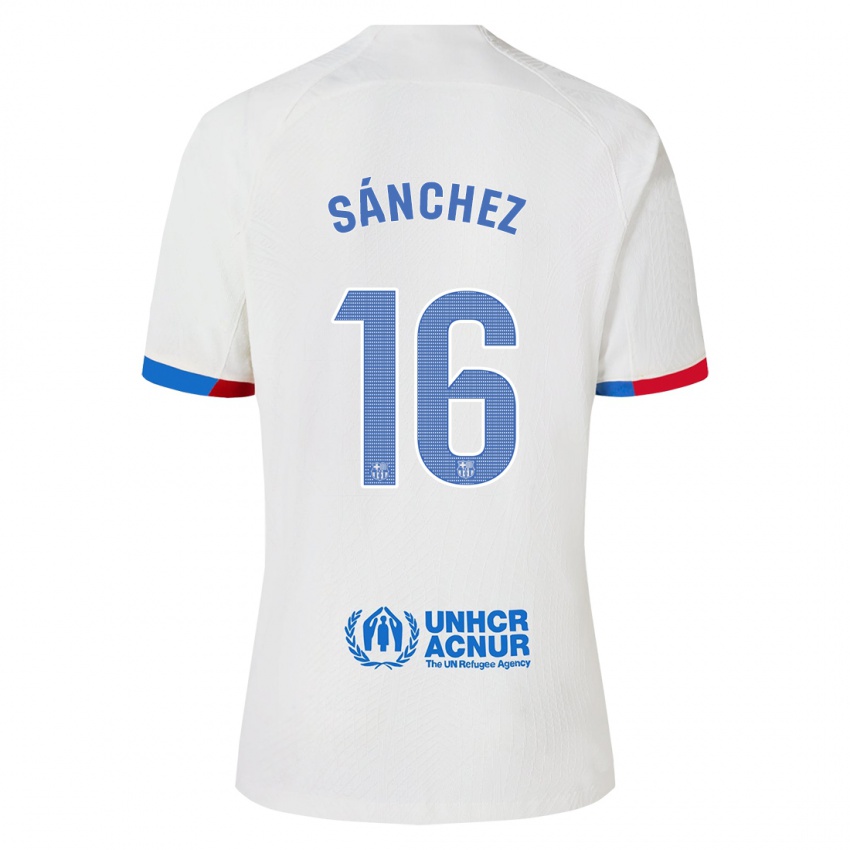 Kinder Edu Sánchez #16 Weiß Auswärtstrikot Trikot 2023/24 T-Shirt Schweiz