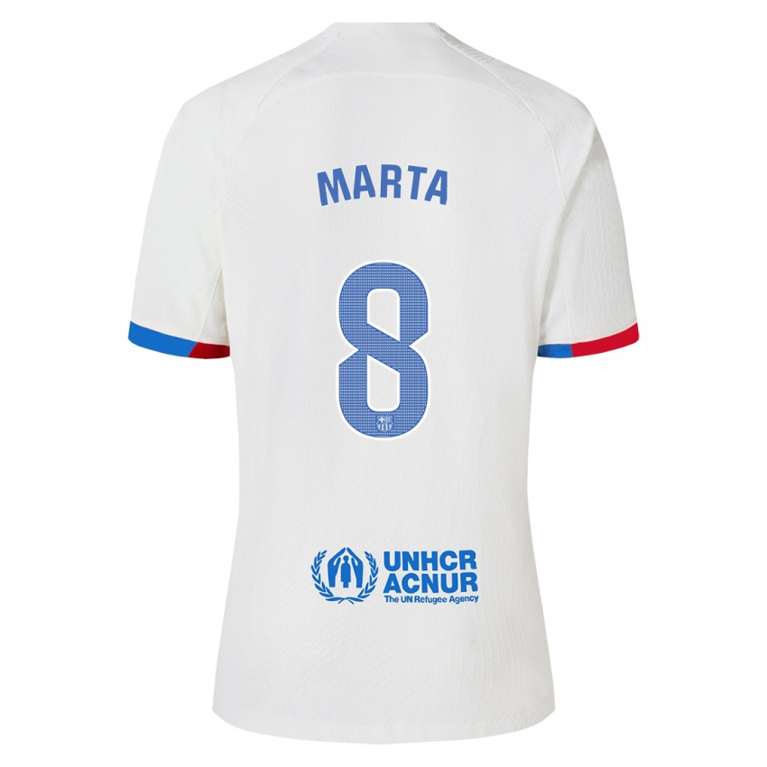 Enfant Maillot Marta Torrejon #8 Blanc Tenues Extérieur 2023/24 T-Shirt Suisse
