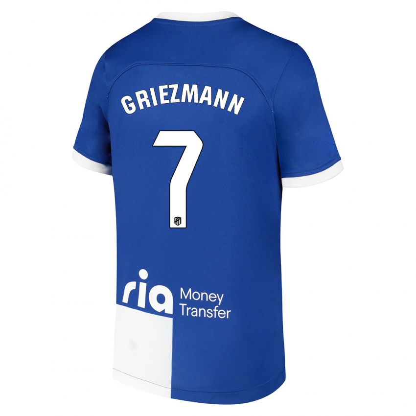Kinder Antoine Griezmann #7 Blau Weiss Auswärtstrikot Trikot 2023/24 T-Shirt Schweiz
