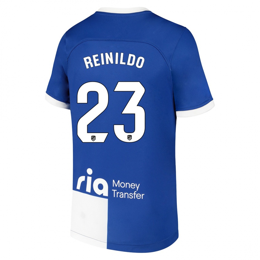 Enfant Maillot Reinildo Mandava #23 Bleu Blanc Tenues Extérieur 2023/24 T-Shirt Suisse