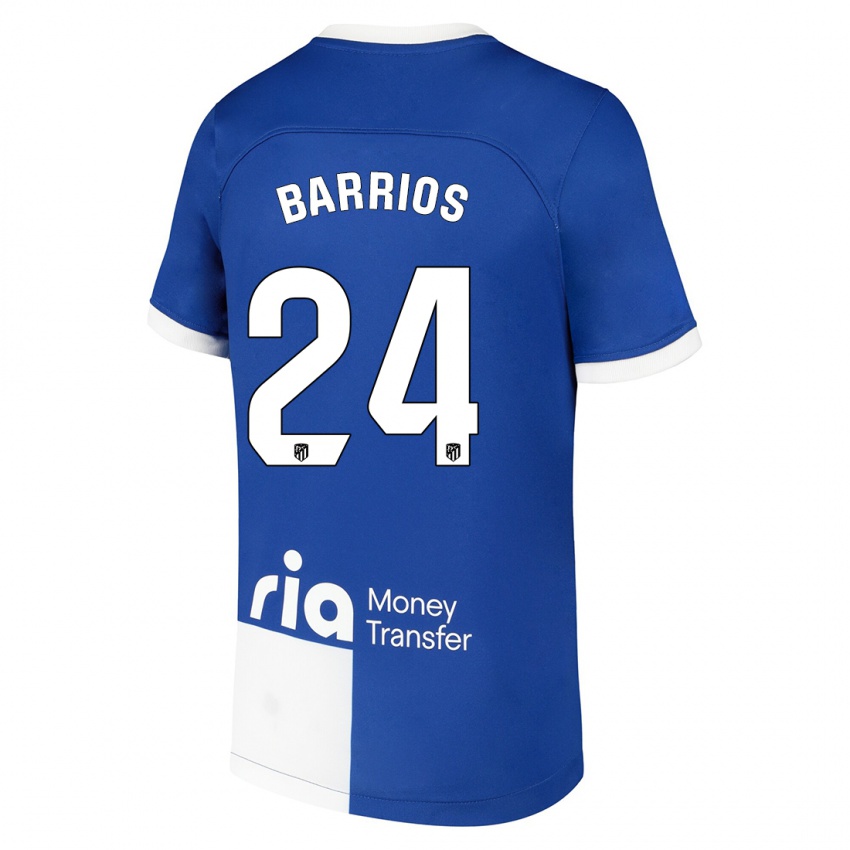 Enfant Maillot Pablo Barrios #24 Bleu Blanc Tenues Extérieur 2023/24 T-Shirt Suisse