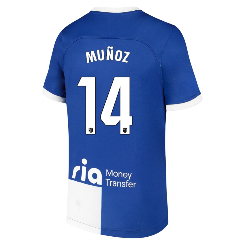 Enfant Maillot David Muñoz #14 Bleu Blanc Tenues Extérieur 2023/24 T-Shirt Suisse