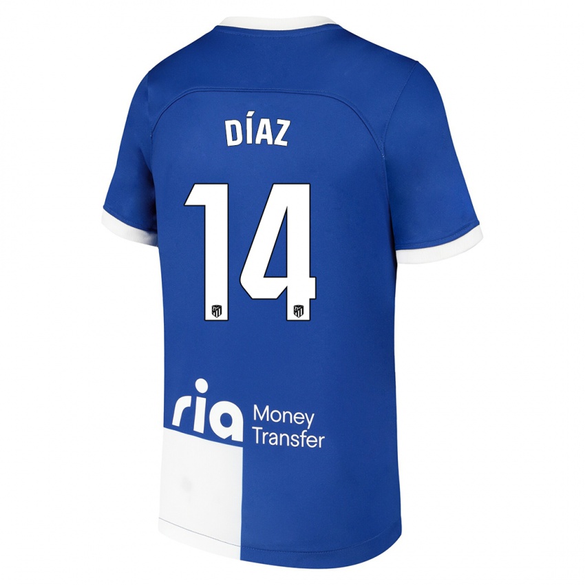 Kinder Javier Díaz #14 Blau Weiss Auswärtstrikot Trikot 2023/24 T-Shirt Schweiz