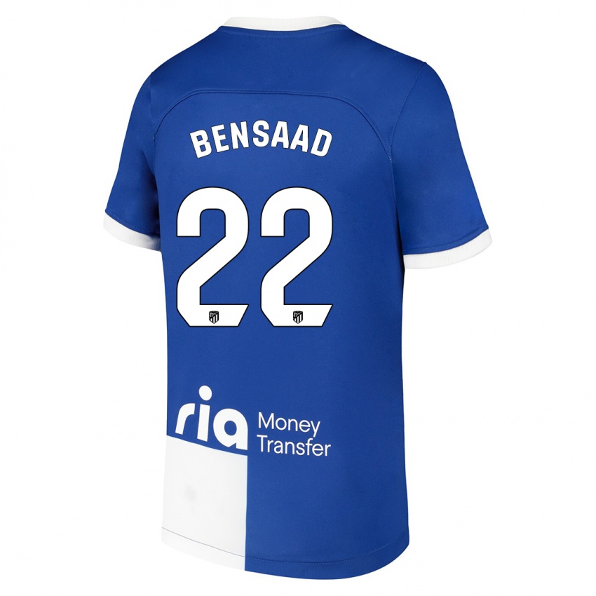 Enfant Maillot Adnane Bensaad #22 Bleu Blanc Tenues Extérieur 2023/24 T-Shirt Suisse