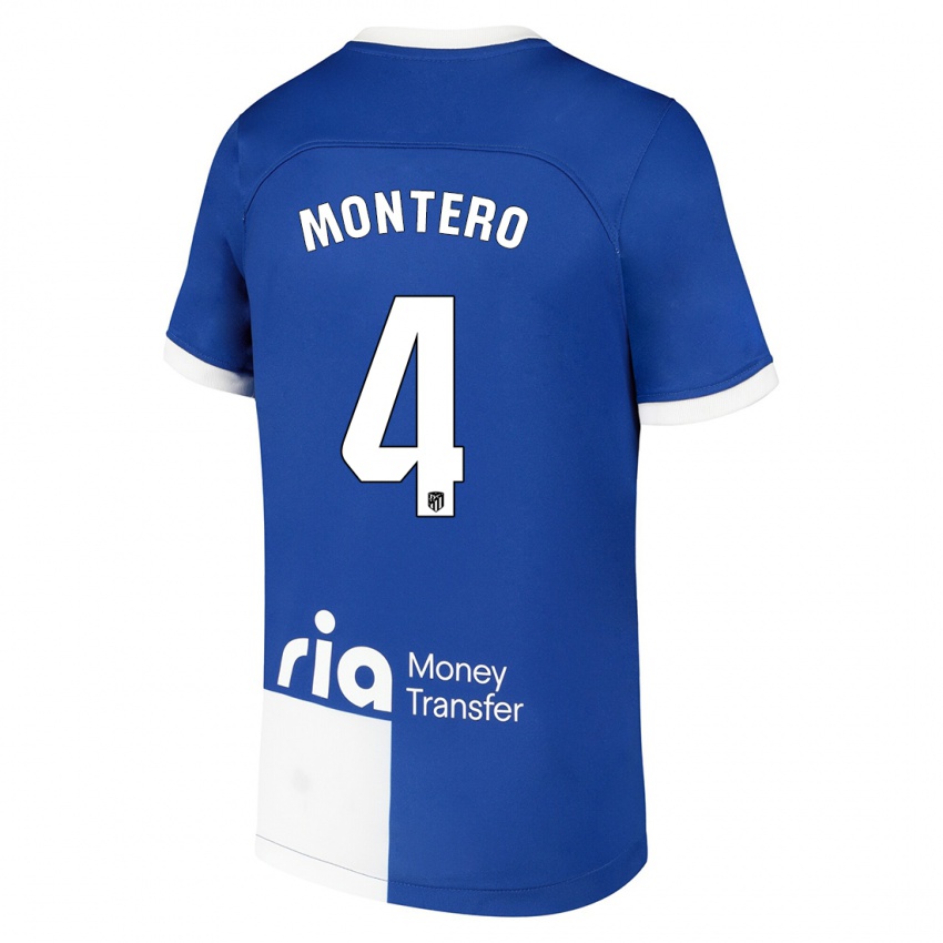 Enfant Maillot Francisco Montero #4 Bleu Blanc Tenues Extérieur 2023/24 T-Shirt Suisse