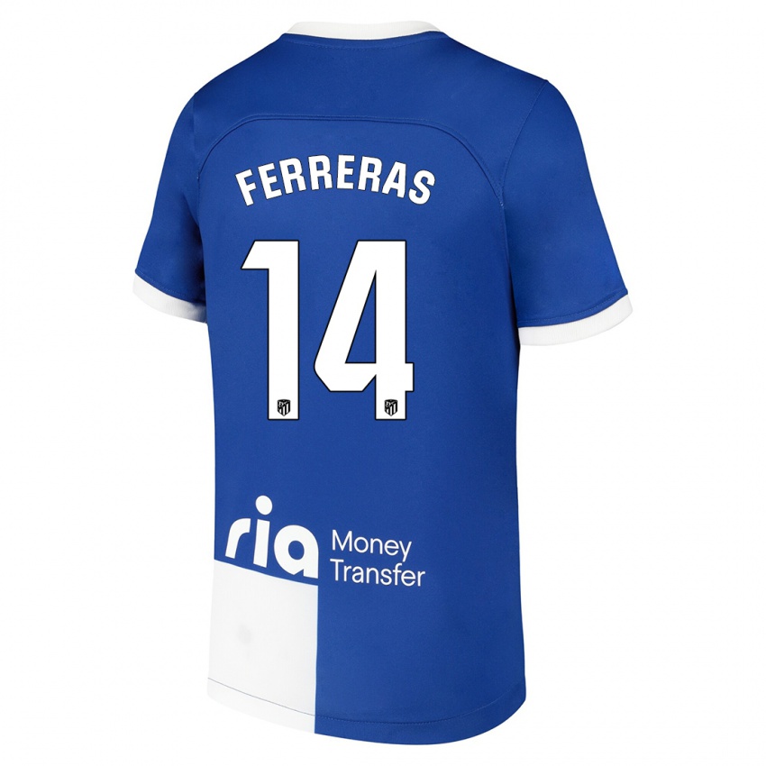 Kinder Adrian Ferreras #14 Blau Weiss Auswärtstrikot Trikot 2023/24 T-Shirt Schweiz