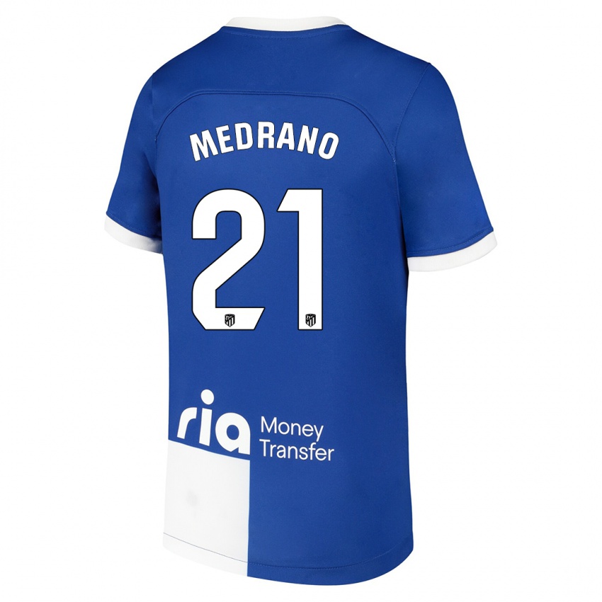 Enfant Maillot Fernando Medrano #21 Bleu Blanc Tenues Extérieur 2023/24 T-Shirt Suisse