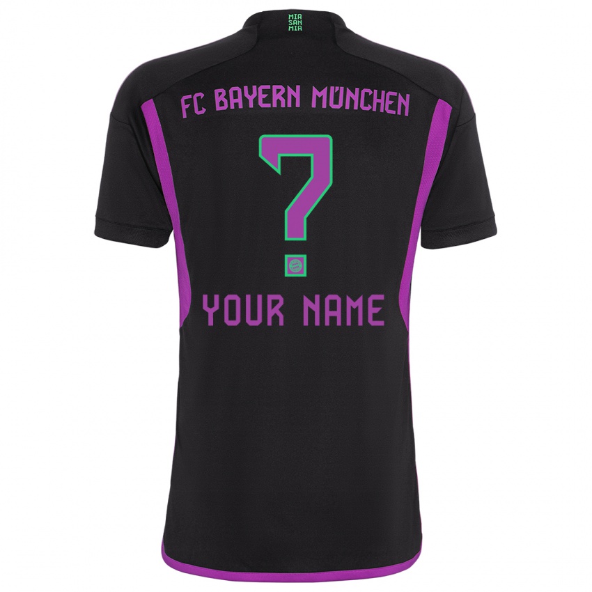 Enfant Maillot Votre Nom #0 Noir Tenues Extérieur 2023/24 T-Shirt Suisse
