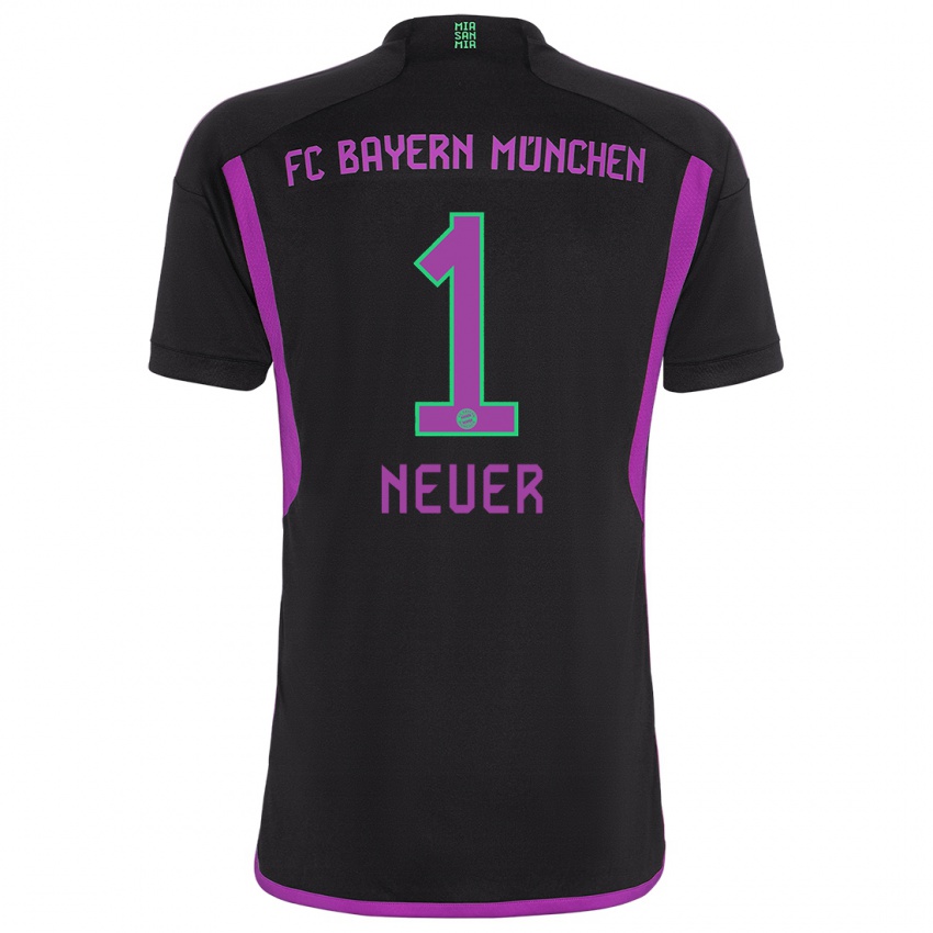 Enfant Maillot Manuel Neuer #1 Noir Tenues Extérieur 2023/24 T-Shirt Suisse