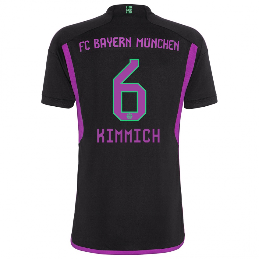 Kinder Joshua Kimmich #6 Schwarz Auswärtstrikot Trikot 2023/24 T-Shirt Schweiz