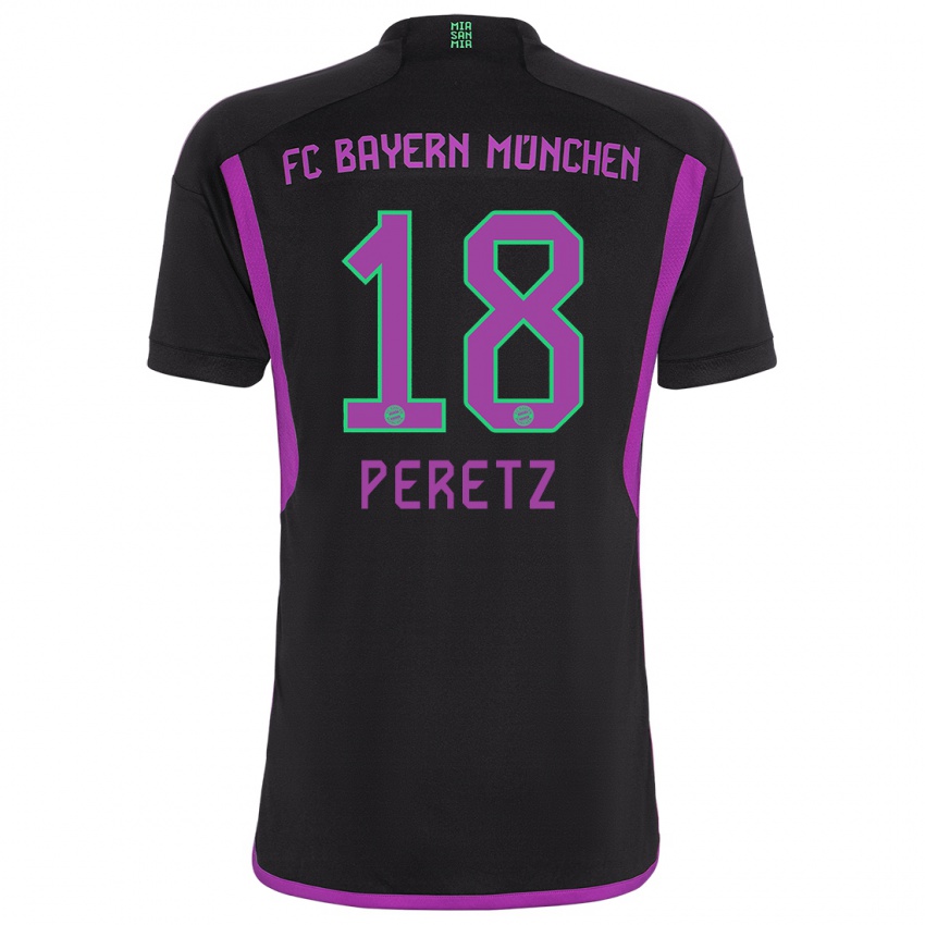 Kinder Daniel Peretz #18 Schwarz Auswärtstrikot Trikot 2023/24 T-Shirt Schweiz