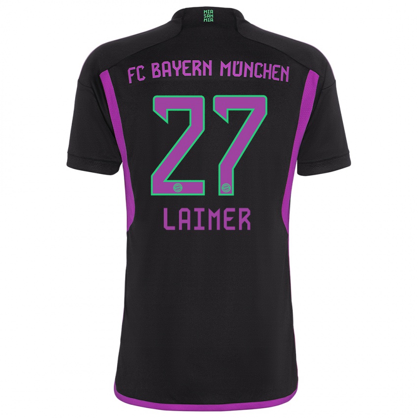 Kinder Konrad Laimer #27 Schwarz Auswärtstrikot Trikot 2023/24 T-Shirt Schweiz