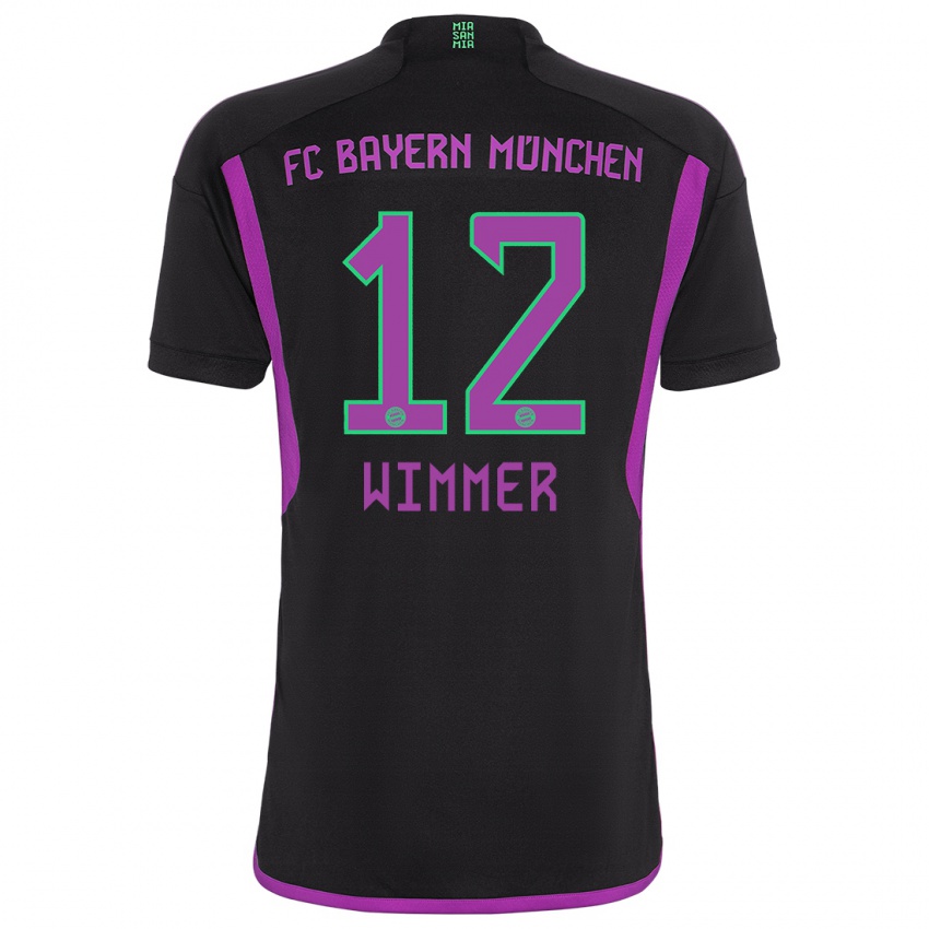 Kinder Benedikt Wimmer #12 Schwarz Auswärtstrikot Trikot 2023/24 T-Shirt Schweiz
