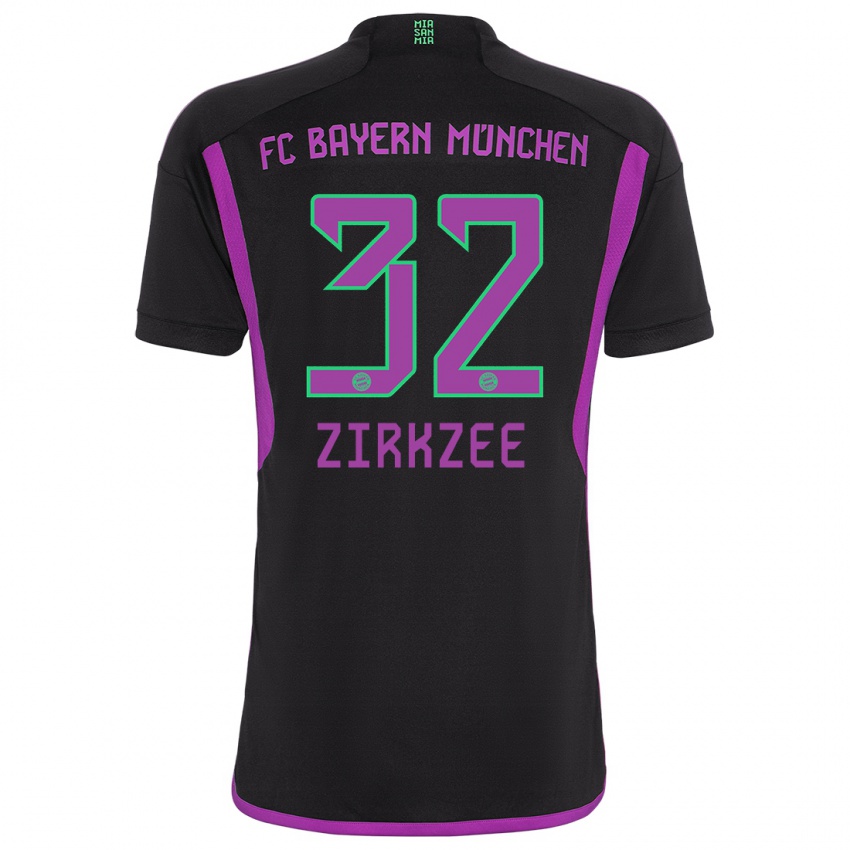 Kinder Joshua Zirkzee #32 Schwarz Auswärtstrikot Trikot 2023/24 T-Shirt Schweiz
