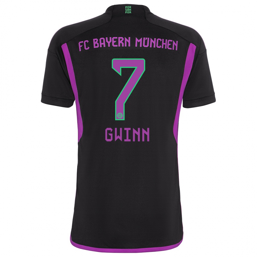 Enfant Maillot Giulia Gwinn #7 Noir Tenues Extérieur 2023/24 T-Shirt Suisse