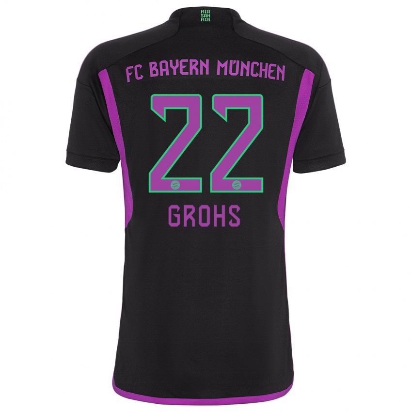 Kinder Maria Luisa Grohs #22 Schwarz Auswärtstrikot Trikot 2023/24 T-Shirt Schweiz
