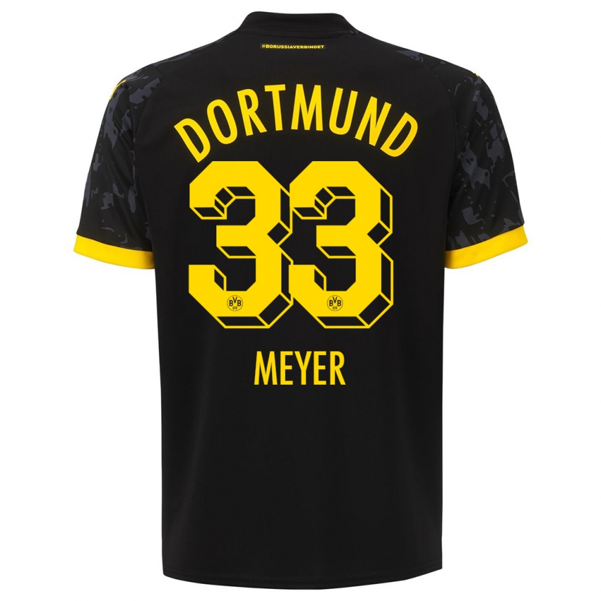 Kinder Alexander Meyer #33 Schwarz Auswärtstrikot Trikot 2023/24 T-Shirt Schweiz