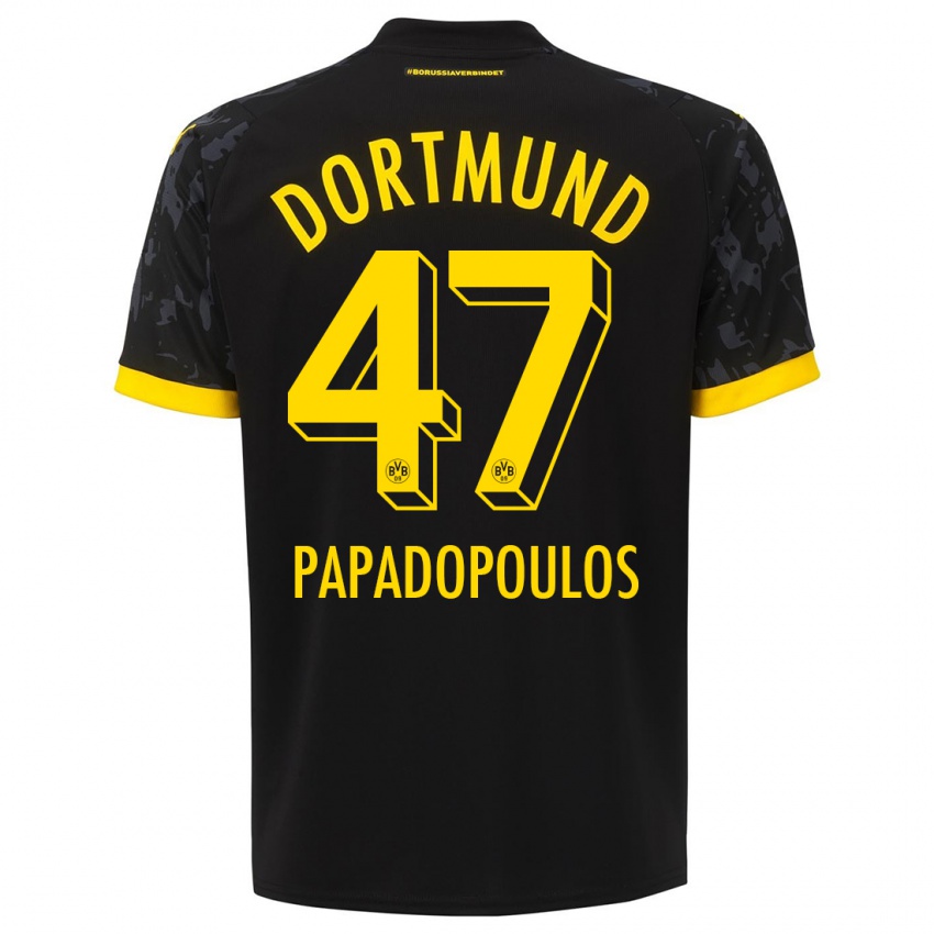 Kinder Antonios Papadopoulos #47 Schwarz Auswärtstrikot Trikot 2023/24 T-Shirt Schweiz