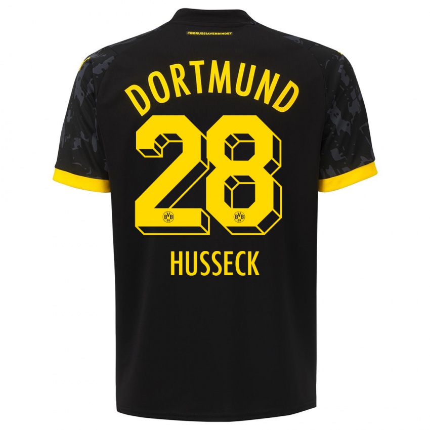 Kinder Jonah Husseck #28 Schwarz Auswärtstrikot Trikot 2023/24 T-Shirt Schweiz