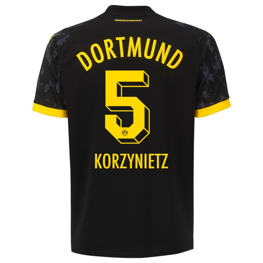 Kinder Jaden Korzynietz #5 Schwarz Auswärtstrikot Trikot 2023/24 T-Shirt Schweiz