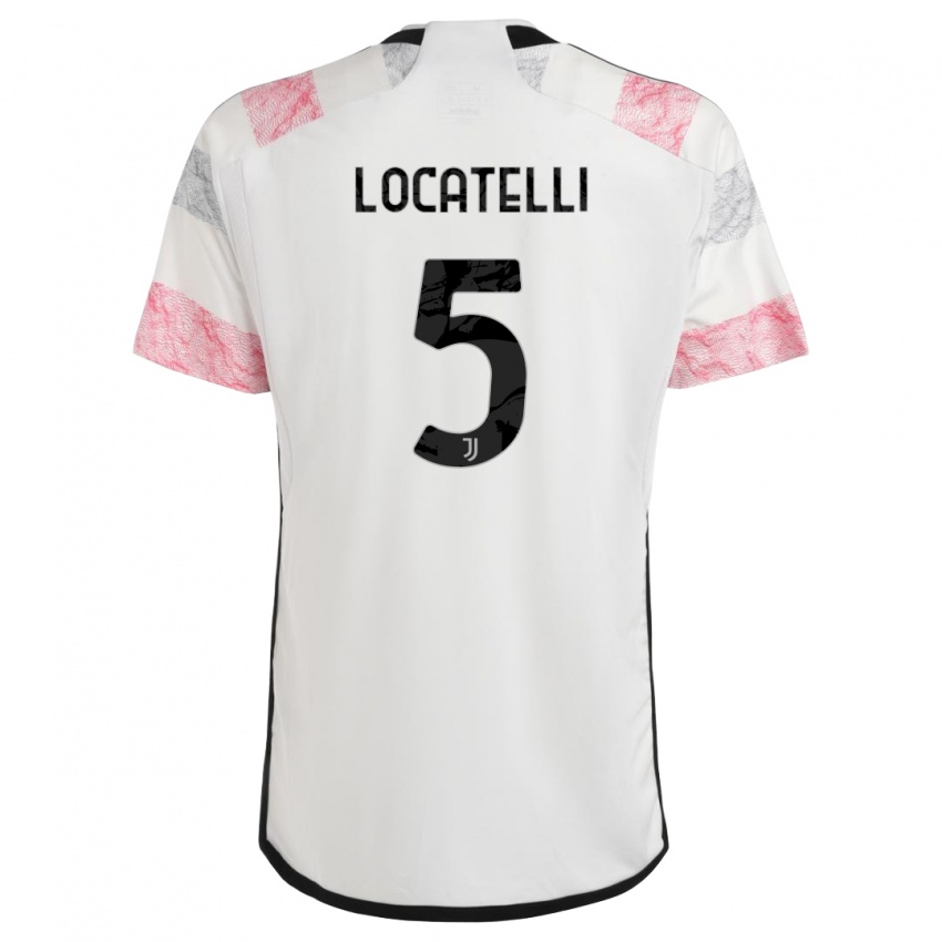 Enfant Maillot Manuel Locatelli #5 Blanc Rose Tenues Extérieur 2023/24 T-Shirt Suisse