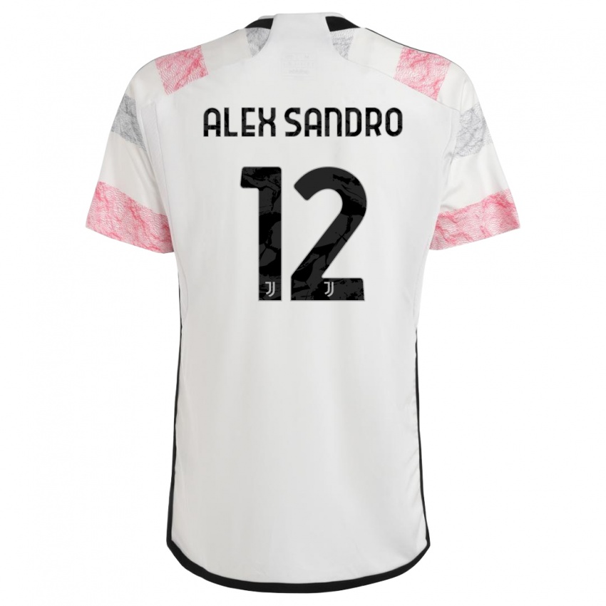 Enfant Maillot Alex Sandro #12 Blanc Rose Tenues Extérieur 2023/24 T-Shirt Suisse