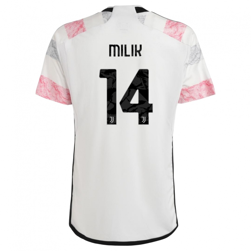 Enfant Maillot Arkadiusz Milik #14 Blanc Rose Tenues Extérieur 2023/24 T-Shirt Suisse