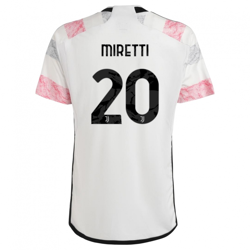 Enfant Maillot Fabio Miretti #20 Blanc Rose Tenues Extérieur 2023/24 T-Shirt Suisse