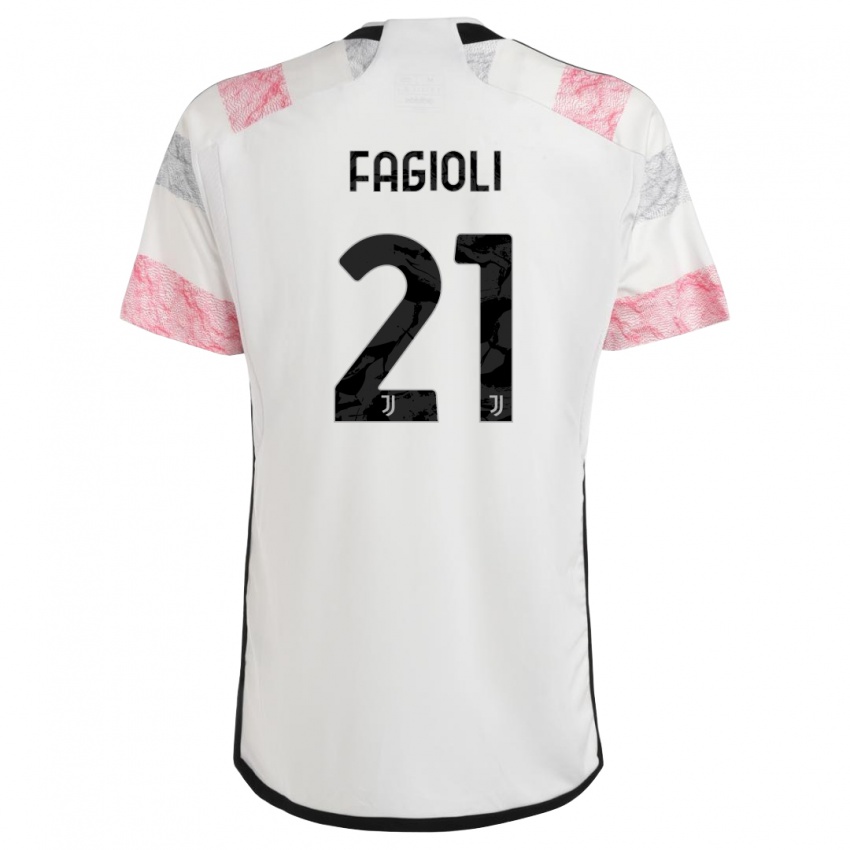 Kinder Nicolo Fagioli #21 Weiß Rosa Auswärtstrikot Trikot 2023/24 T-Shirt Schweiz