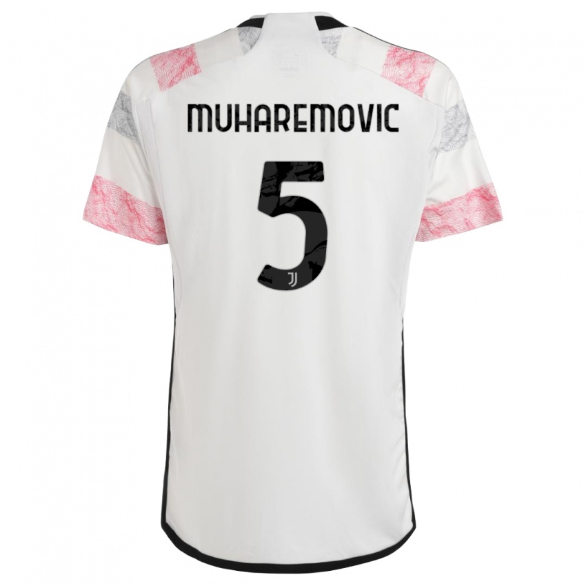 Enfant Maillot Tarik Muharemovic #5 Blanc Rose Tenues Extérieur 2023/24 T-Shirt Suisse