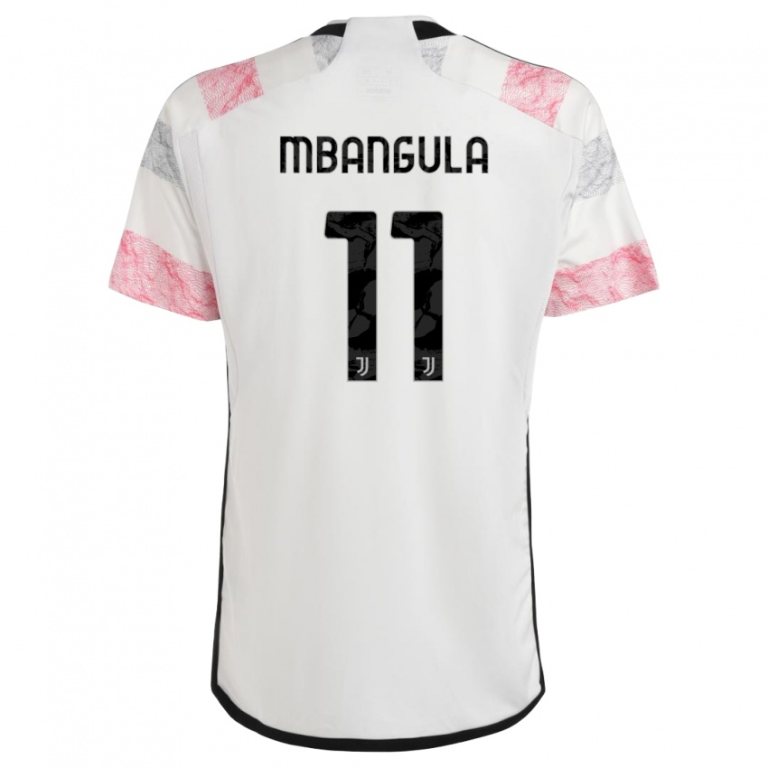 Enfant Maillot Samuel Mbangula #11 Blanc Rose Tenues Extérieur 2023/24 T-Shirt Suisse