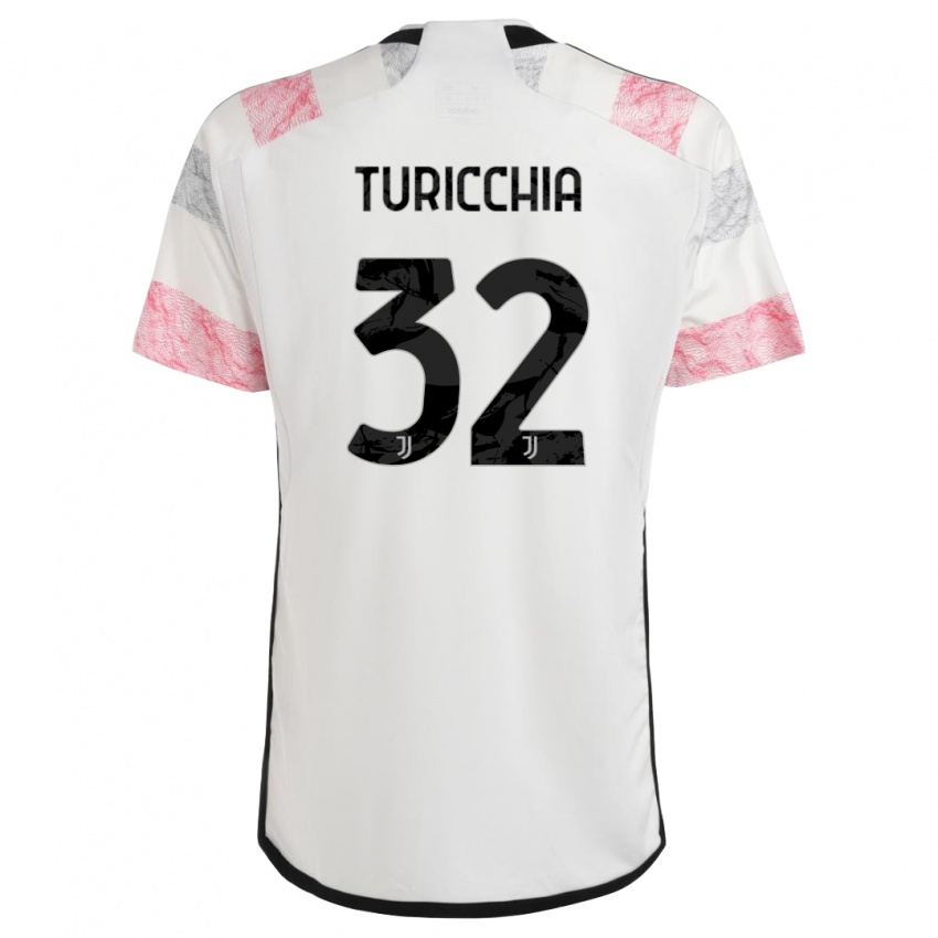 Enfant Maillot Riccardo Turicchia #32 Blanc Rose Tenues Extérieur 2023/24 T-Shirt Suisse