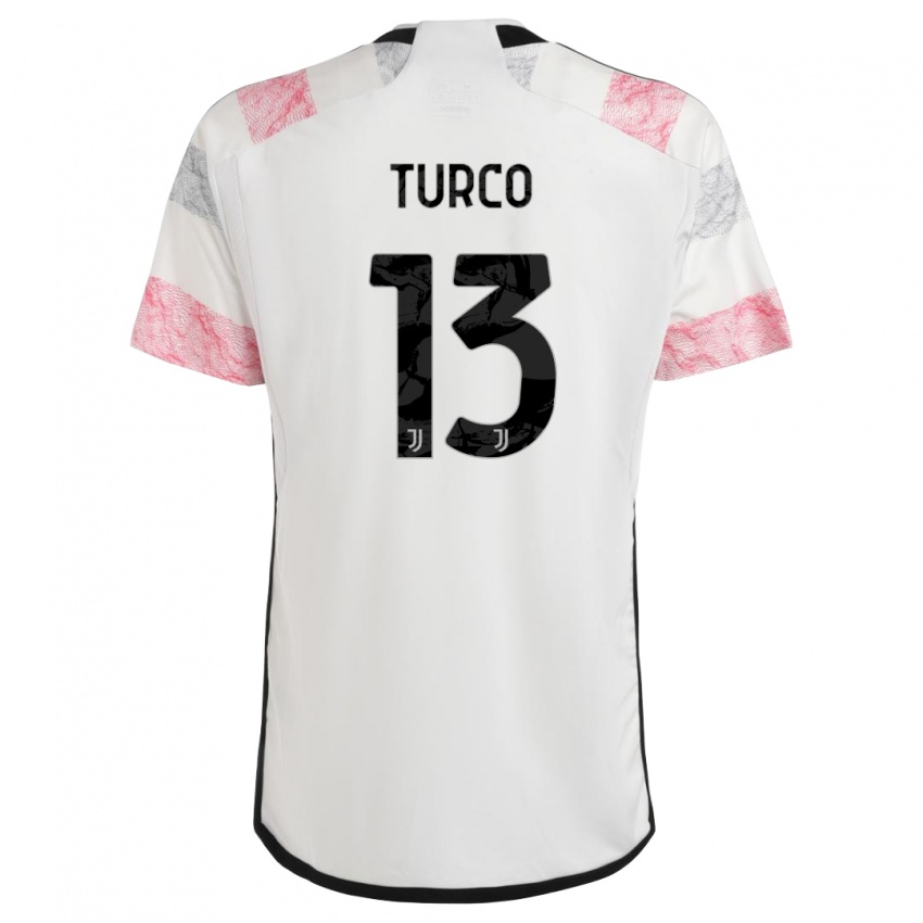 Kinder Stefano Turco #13 Weiß Rosa Auswärtstrikot Trikot 2023/24 T-Shirt Schweiz