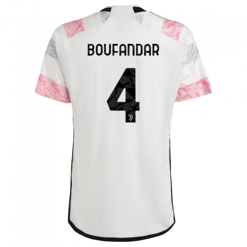 Enfant Maillot Adam Boufandar #4 Blanc Rose Tenues Extérieur 2023/24 T-Shirt Suisse