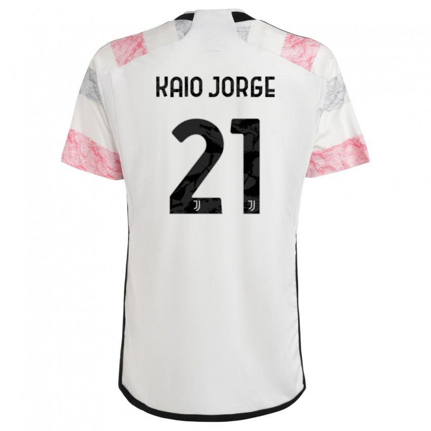 Enfant Maillot Kaio Jorge #21 Blanc Rose Tenues Extérieur 2023/24 T-Shirt Suisse